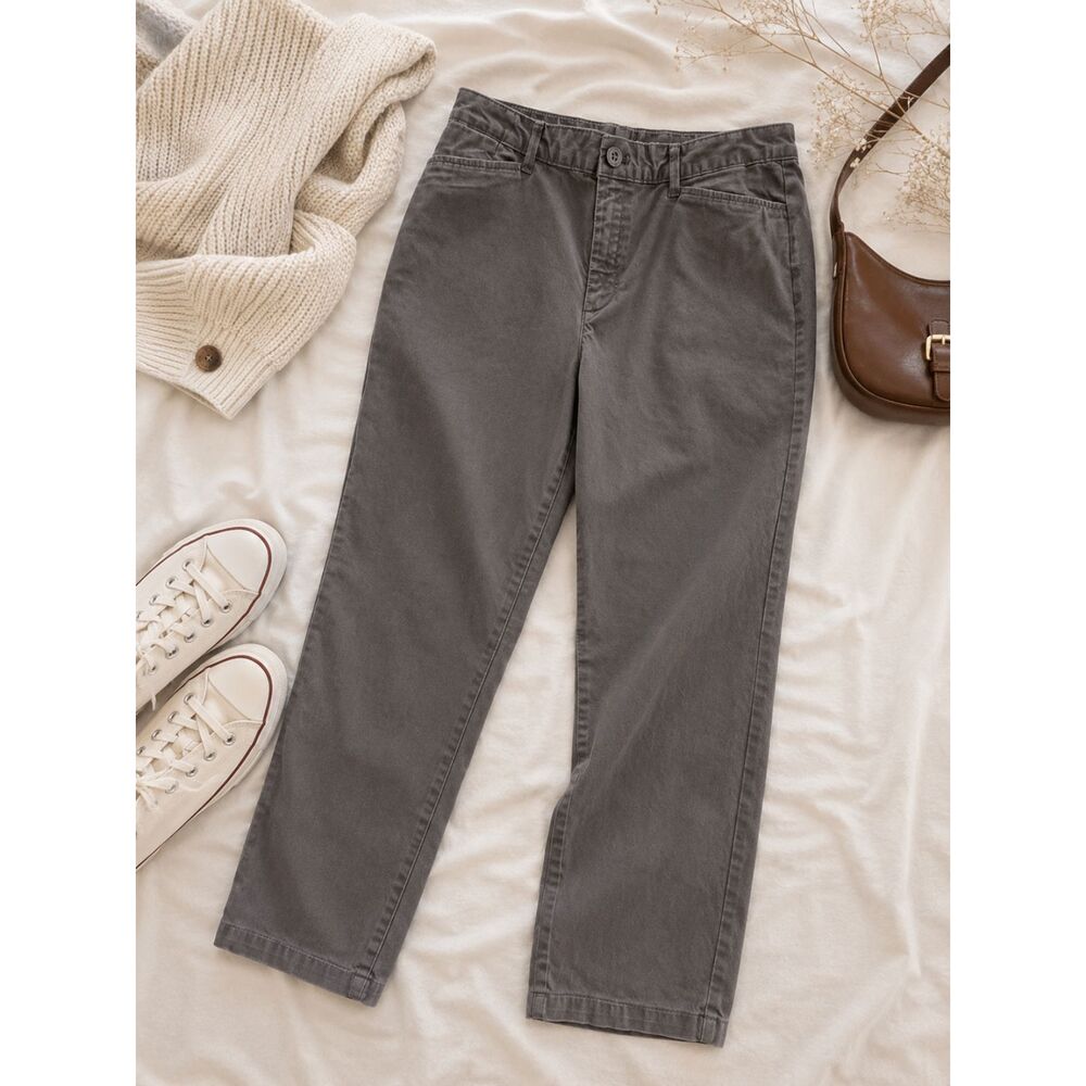 Eddie Bauer Curvy Fit Tall Gray Straight Leg Pants Size 10 Tall Cotton Stretch